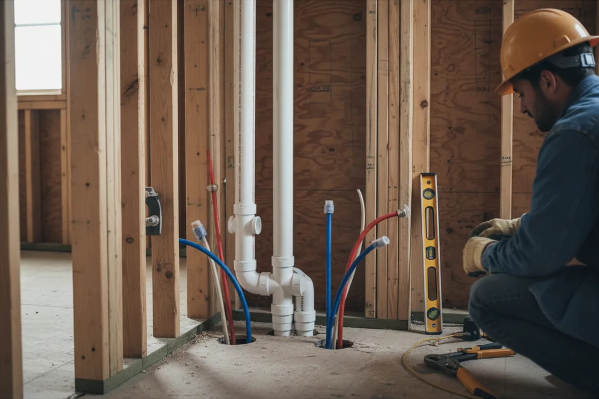 Drain and supply rough-in during Leak Detection in San Angelo