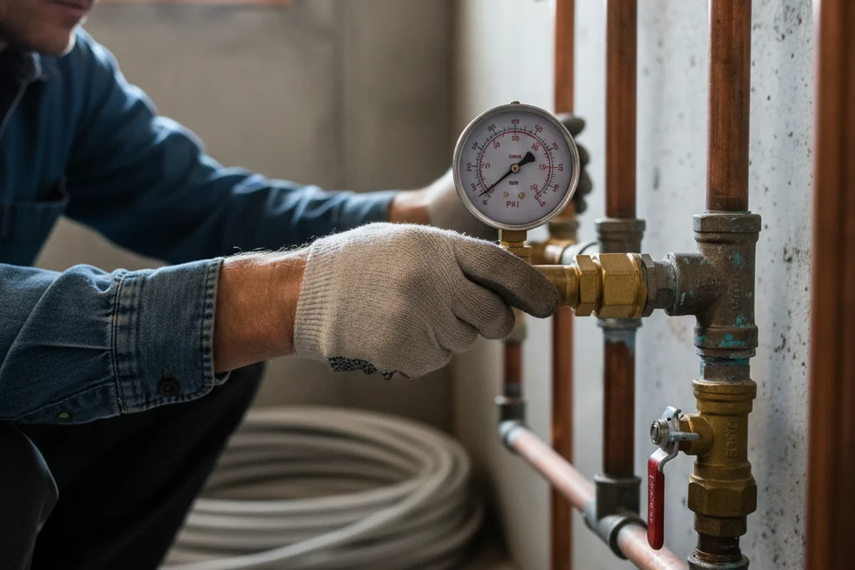 Pressure testing a repaired line during Water Line Repair in San Angelo